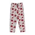 thumbnail image 4 of Goofa Leaves And Anemone Flowers In Red Grey Printed Soft Pajama Pants for Women, Wide Leg Comfy Casual Lounge Yoga Pants-Small, 4 of 9