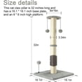 thumbnail image 4 of 32" Tall Cat Scratching Post Sisal Scratch Posts with Hanging Ball and Self-Massage Brush Vertical Scratcher for Indoor Cats and Kittens(Light-Gray 32inches), 4 of 7