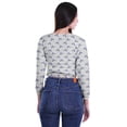 thumbnail image 3 of Moomaya Crop Top à Manches Longues Col Rond Imprimé pour Femmes T-Shirt en Jersey de Coton, 3 of 4