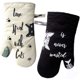 thumbnail image 1 of Guantes de cocina para horno, agarradera y guante anticalor para cocinar, barbacoa, hornear, marfil y negro, gato y gato negro, amantes de los gatos, 1 of 5
