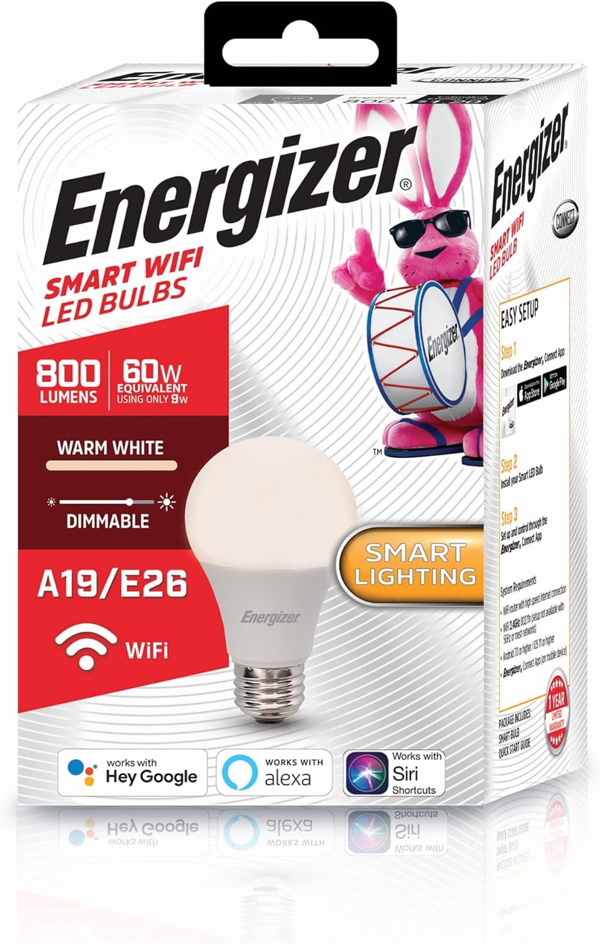 Energizer Connect Smart A19 LED Bulbs, Warm White, 2-Pack photo 6