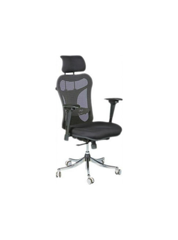 BALT Ergo Ex Executive Office Chair, Mesh Back/Upholstered Seat, Black/Chrome