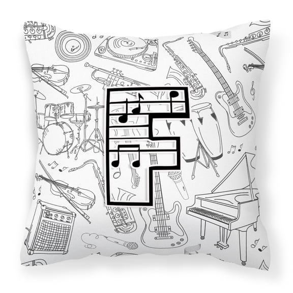 Letter F Musical Note Letters Fabric Decorative Pillow