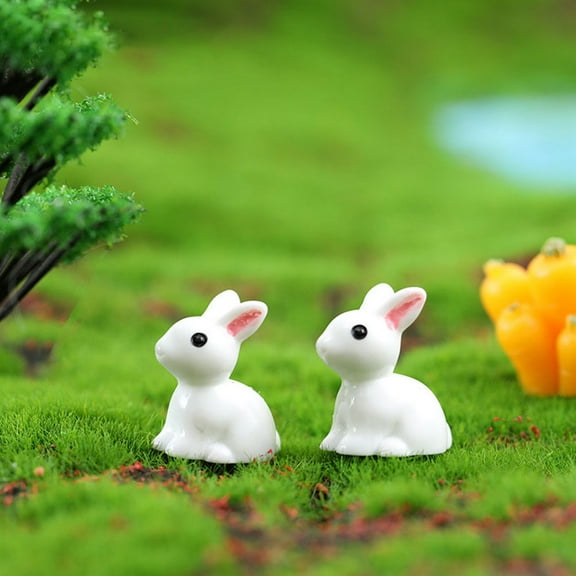 Worgeous 40pcs Mini Bunny Figurines Tiny Resin Animals Bonsai Ornaments for Mini Garden Decoration