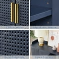 thumbnail image 6 of Weselon Farmhouse Sideboard Cabinet with 3 Rattan Doors,Kitchen Storage Cabinet with Adjustable Shelf and Metal Legs for Dining Living Room,Blue, 6 of 8