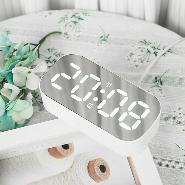 Ruiboury Digital Table Clock With Alarm Two Sets Of Alarms Brightness Adjustment Night Mode Brightness Black green light