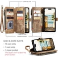 thumbnail image 3 of Case for iPhone 14 Pro Max, Flip Leather Wallet Case with 10 Card Slot Holder Zipper Pocket Kickstand Magnetic Closure Shockproof Flip Folio Cover for iPhone 14 Pro Max 5G 6.7 inch 2022 (Brown), 3 of 17