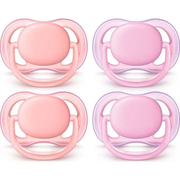 Philips Avent Ultra Air Pacifier, 06 months, pink/peach, 4 pack