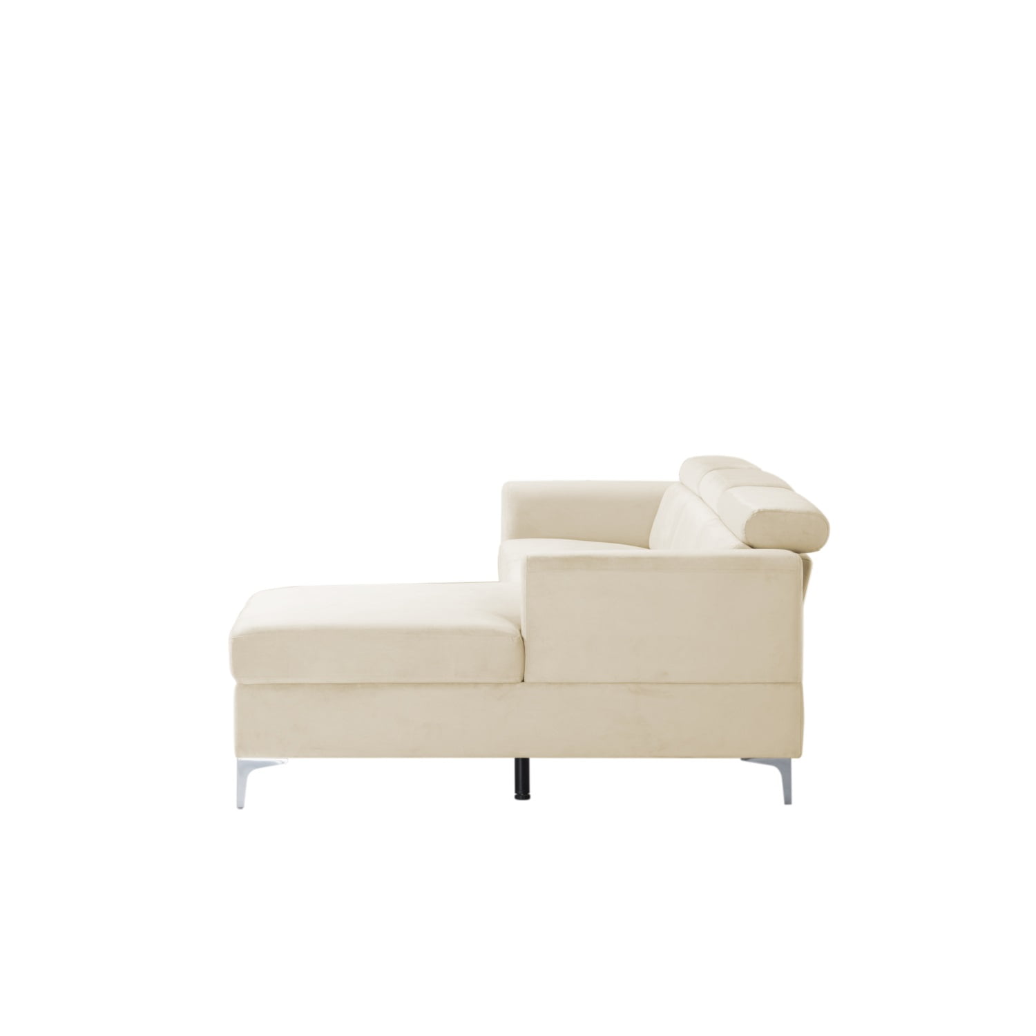 Kadyn 83.4" Sectional Sofa Couch, velvet Sectional Sofa Futon for Living Room, Modern Sectional Sofa, Beige
