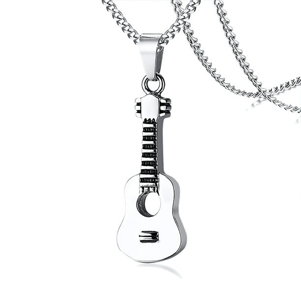 Silver Guitar Cremation Jewelry Keepsake Memorial Ashes Pendants Urn  Necklace for Pet/Frined/Family