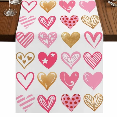 Table Runners 60 Inches Long Dress Scarves Pink Valentine s Day Farmhouse Kitchen Table Runner Small Coffee Tablerunners Cute Love Hearts Romantic 13x60 Inch
