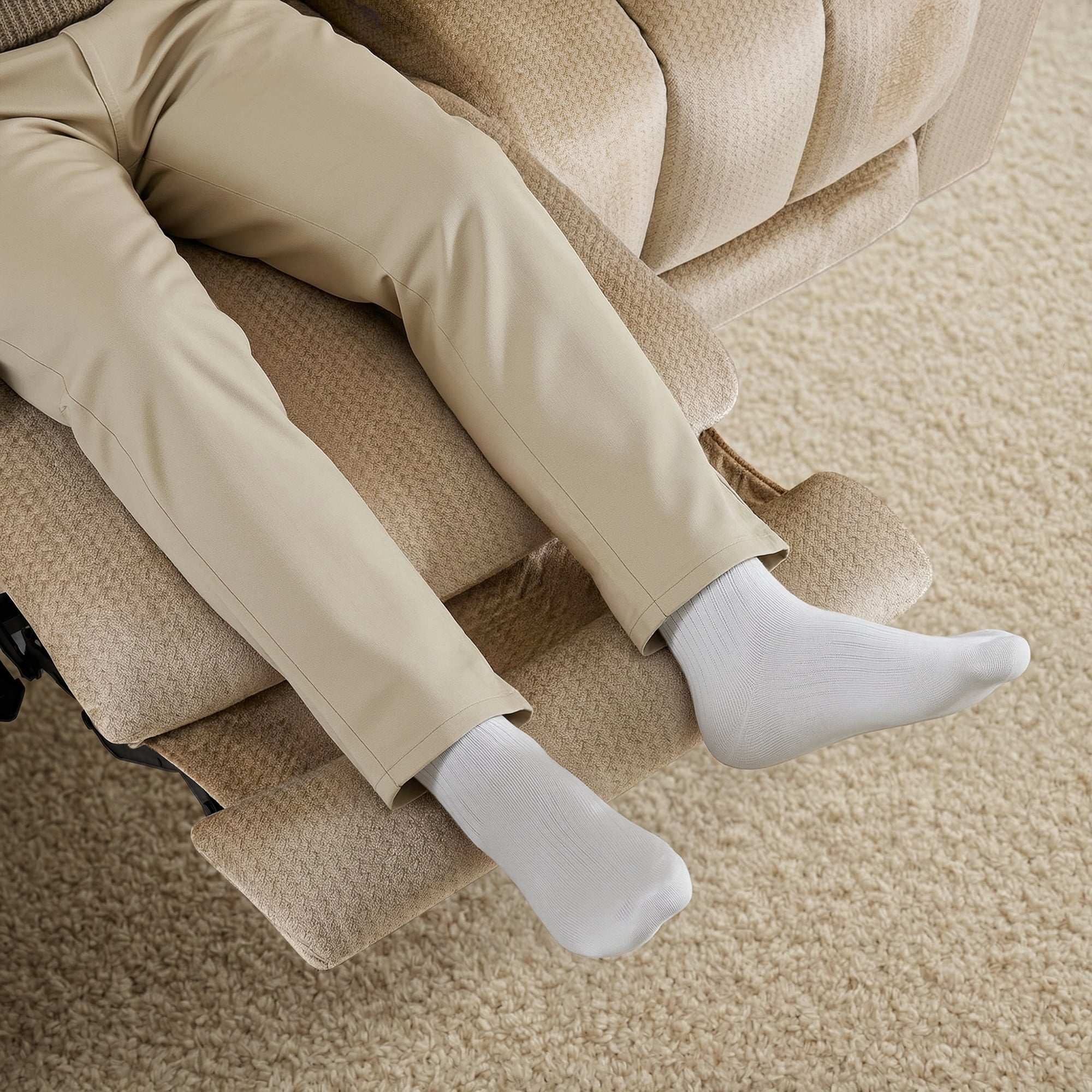 MCombo 55.9" Power Loveseat Recliner Sofa with Heat and Massage for Living Room, Home, Fabric(Midium Beige)