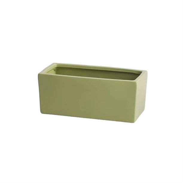Macetero Rectangular de cerámica con bandeja, artículos for macetas pequeños perforados de escritorio de oficina, verde, Simple, escandinavo, suculento