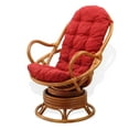 thumbnail image 3 of SK New Interiors Set of 2 Swivel Rocking Java Lounge Chairs Natural Rattan Wicker Handmade w/ Burgundy Cushion and Round Coffee Table, Colonial, 3 of 9