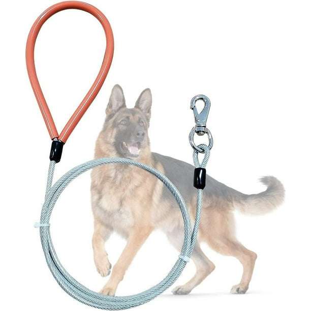 Chew Proof Heavy Duty Leash Metal Cable Lead Made of Coated Wire Rope with Soft Padded Handle Chew Resistant Dog Leash Transparent Walmart