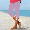 thumbnail image 4 of Womens Capris for Seniors Summer Capri Leggings Women Stretchy Workout Yoga Casual Vacation Beach Pants (Light Purple,3XL), 4 of 4