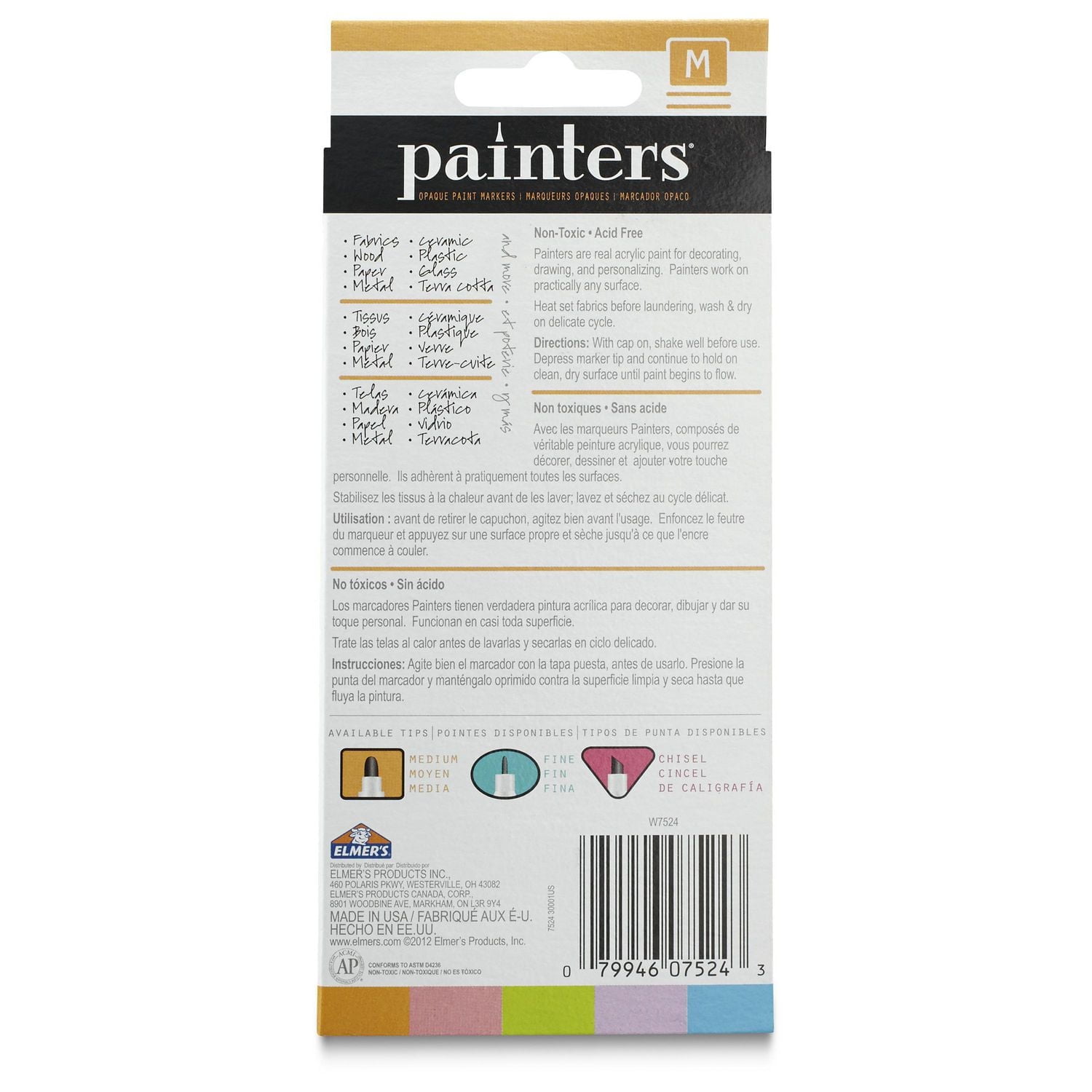 Elmer's Painters Opaque Paint Markers, Medium Point, Sherbert Swirl Colours, 5 Count