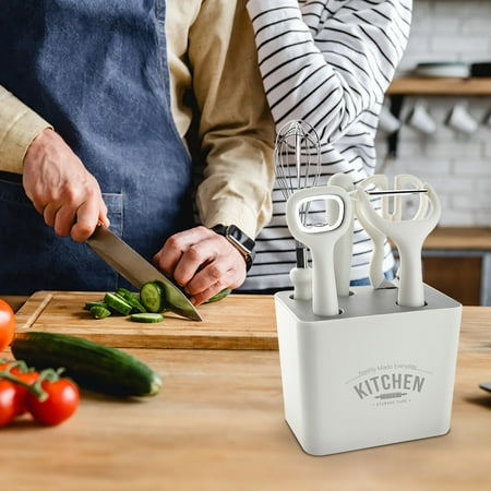 

KKCXFJX Kitchen Tool Set Kitchen Scissors Kitchen Tool Set With Stand Paring Knife Whisk Bottle Opener Peeler Kitchen Gadgets