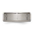 thumbnail image 4 of Titanium Cross 8mm Ridged Edge Wedding Band Ring Man Religious Designed  For Dad Mens  For Him, 4 of 11