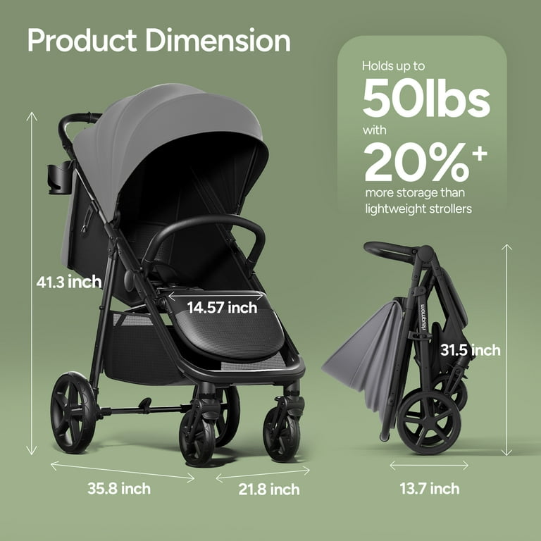 Mompush Nova Infant to Toddler Travel Stroller, Spacious Seat