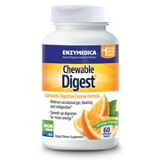 Enzymedica - Digest Chewables, Enzyme Support to Help Relieve Occasional Gas, Bloating, and Indigestion, Orange Flavor, 60 Tablets