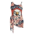 thumbnail image 6 of POLERO Girls' Vintage American Flag & Bald Eagle One-Piece Swimsuit with Mesh Cover Skirt - 4th of July Beach Swimwear for Teens 7-18 Years, 6 of 10