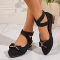 thumbnail image 2 of Bxsruta Women's Plus Size Low-Heel Soft-Soled Mary Jane Flats with Ankle Strap and Rhinestone Bow for Casual Everyday Wear, 2 of 8