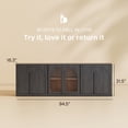 thumbnail image 2 of BELLEZE Modular 3-Piece Set Storage Cabinet, 2 Arched Wood Accent Cabinet and Display Glass Door Storage with Adjustable Shelf, Freely Configurable Sideboard for Living Room Kitchen, Ebony, 2 of 7