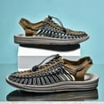 thumbnail image 3 of men's sandals lightweight breathable woven outdoor beach casual men's sandals are fashionable Khaki, 3 of 5