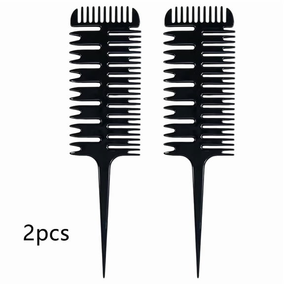 2 Pieces of Three Way Hair Sectioning Combs, Professional Hair Weaving Styling Tools for Hair Dye and Micro Braiding