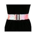 thumbnail image 4 of INSPIRE CHIC Ladies Stretchy Wide Waist Belts Interlock Buckles Shinny Sequins Decor Belts for Dresses Pink, 4 of 6
