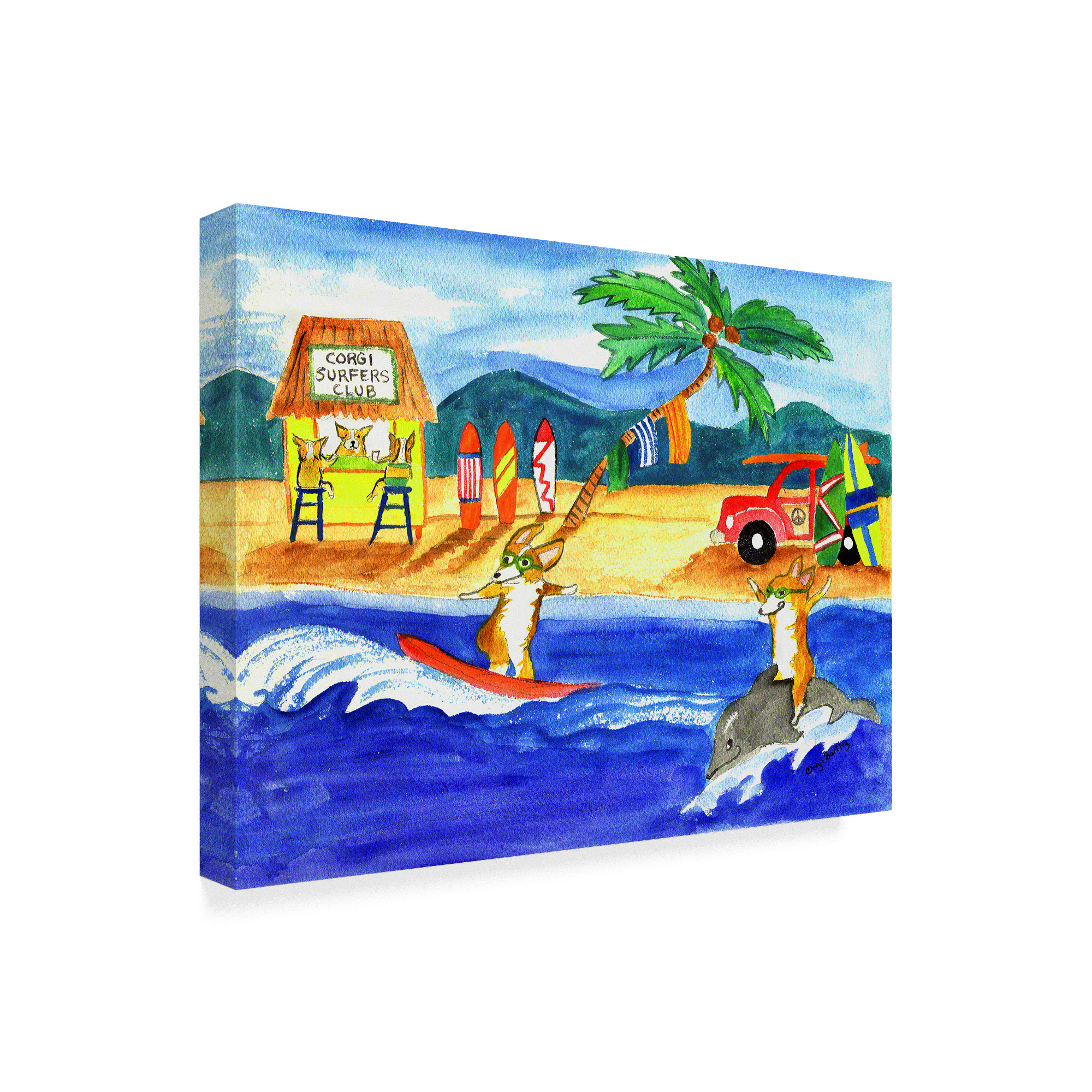Trademark Fine Art 'Corgi Surfers Club' Canvas Art by Cheryl Bartley