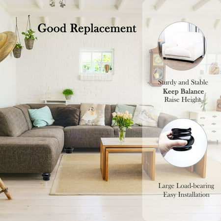 3 Inch Round Wood Furniture Legs Sofa Dresser Replacement Feet Set