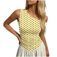 thumbnail image 5 of HappyYEE Women's One Shoulder Tank Tops Fashion Polka Dot Slim Fits Tanks Casual Comfy Summer Sleeveless Tops ,Yellow,M, 5 of 6