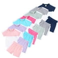 thumbnail image 2 of LYMAYTER 2PCS Infant Girls Boys Cotton T-Shirt Outfit for Kids Toddler Solid Colour Short Sleeve Tees Tops Shorts Sets 3 Months-13 Years, 2 of 8