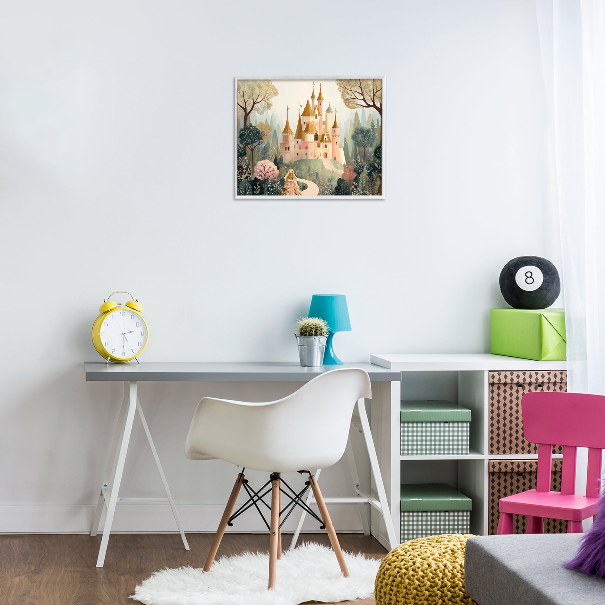 Stupell Industries Whimsical Castle Path White Framed Giclee Art, design by Christine Simpson Art