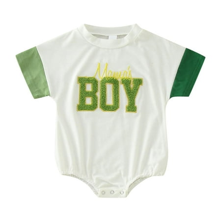 

Rovga Baby Clothes For Girls Infant Short Sleeve Letter Embroider Pullover Romper Newborn Sweatshirt Bodysuits Cute Daily Wear Green 12-18 Months