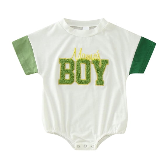REDARER Boys' "Mama's Boy" Embroidered Romper Short Sleeve Bodysuit for Newborns,12-18 Months