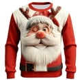 thumbnail image 4 of Gyexs Christmas Sweater Men Funny Santa Graphic Sweater Christmas Sweatshirt Couples Xmas Party Pullover Shirts #17 Watermelon Red & Size XXXL, 4 of 4