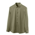 thumbnail image 2 of asjyhkr Mens Dress Shirts Lapel Long Sleeve Button Cardigan Shirts Casual Solid Color Fashion Stretch Breathable Work Business Tops, 2 of 5