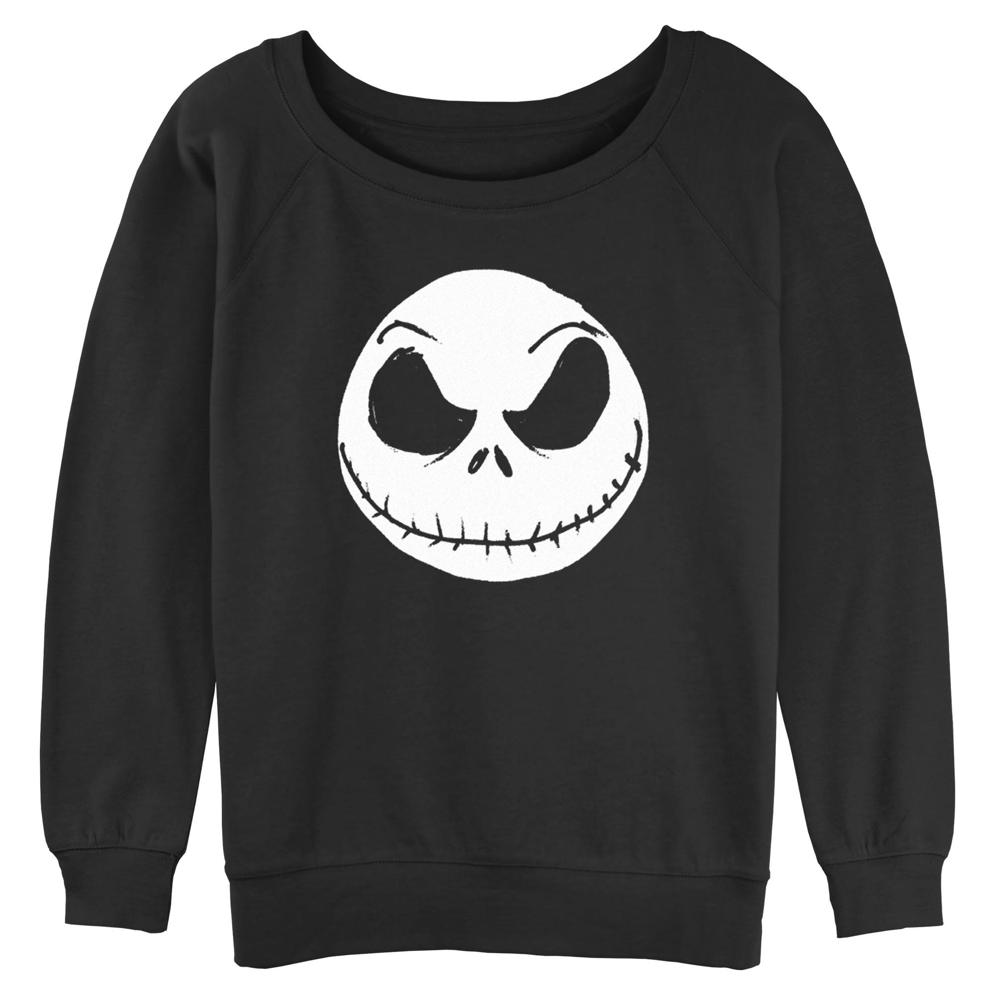 Juniors The Nightmare Before Christmas Halloween Jack Skellington Big Face Sweatshirt