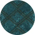 thumbnail image 1 of Ahgly Company Machine Washable Indoor Round Transitional Teal Green Area Rugs, 3' Round, 1 of 7
