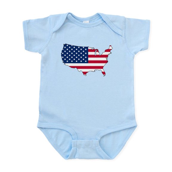 CafePress - USA Flag Map Body Suit - Baby Light Bodysuit, Size Newborn - 24 Months