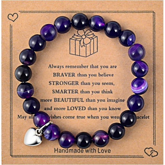 Bracelets for Girls, Natural Stone Girls Bracelets with blessing message card, Perfect Christmas Birthday Gifts for Daughter, Granddaughter, Niece, Daughter-in-Law