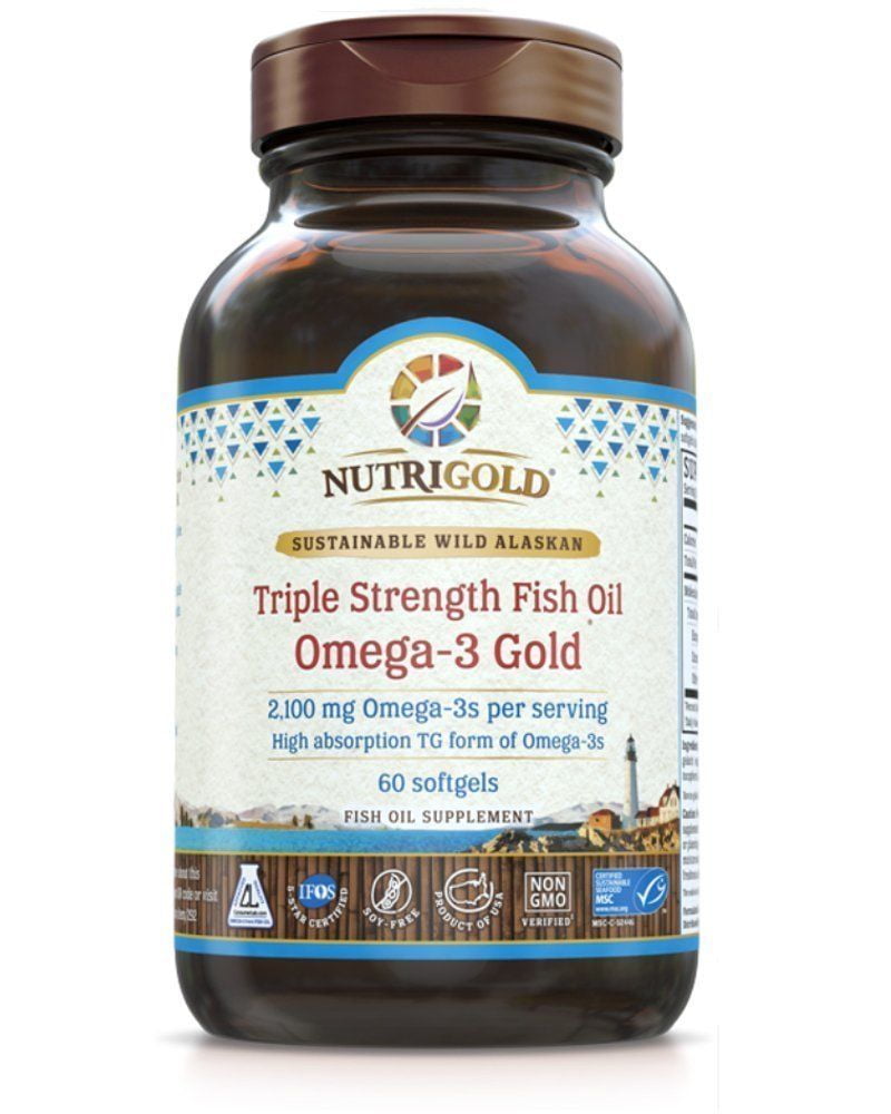 NutriGold Triple Strength Wild Alaskan Fish Oil Omega3 Gold 60