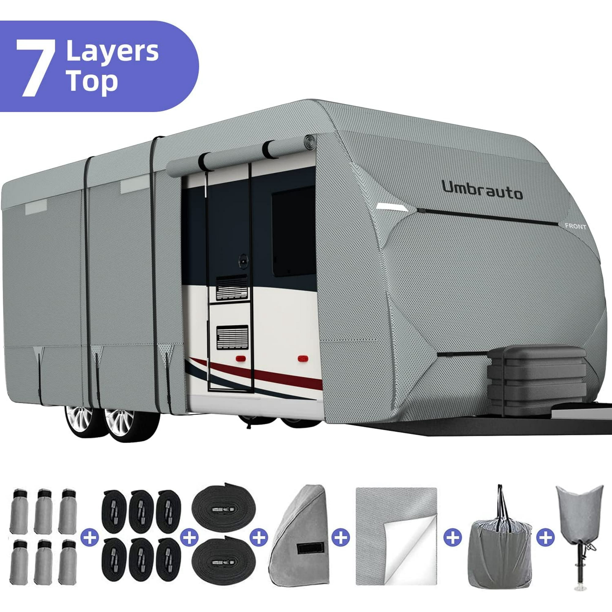 organisere Artifact Tilfredsstille RV Cover 2022 Upgraded 7 Layers Top Travel Trailer Cover Windproof Camper  Cover with RV Accessories Tongue Jack Cover, Gutter Covers, Storage Bag  fits 18'-20' RV - Walmart.com