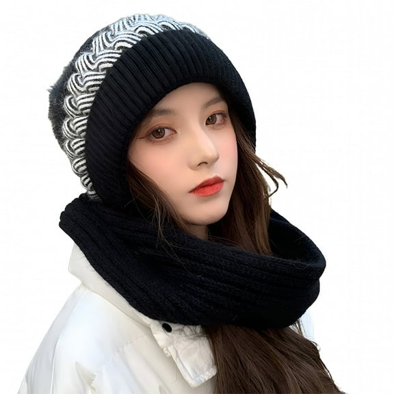 TELOLY Womens Winter Beanie Hat and Knitted Scarf Set with Pom Soft Warm Knit Skull Cap for Women