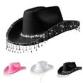 thumbnail image 3 of yunLCZ Western Cowboy Hat for Men Women Women's Hat Elegant Pendant Cowboy Hat Tassel Scarf Dating Decoration Two Piece Set for All Seasons, 3 of 4