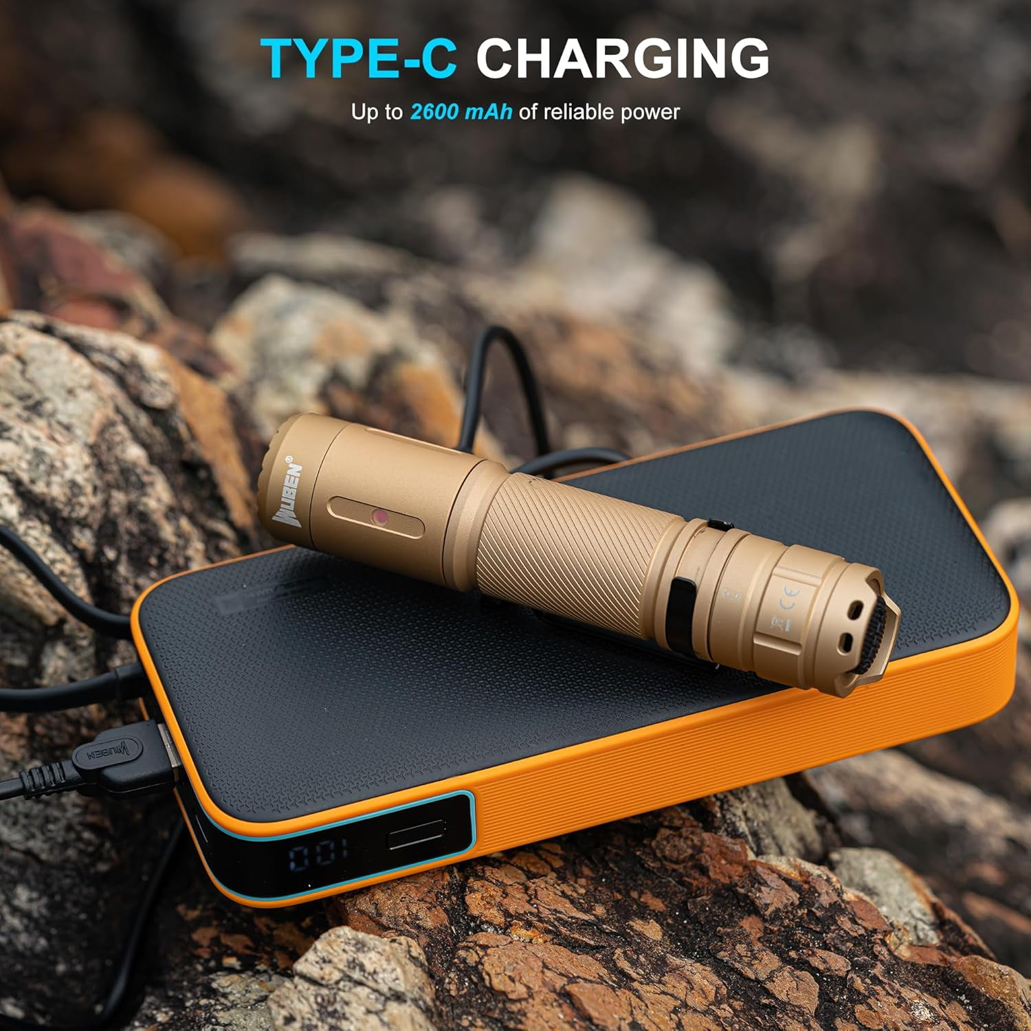 WUBEN C3 Rechargeable Flashlight, 1200 Lumens, 6 Modes, IP68 Waterproof, Tactical LED Flashlight for Camping, Emergency, Hunting