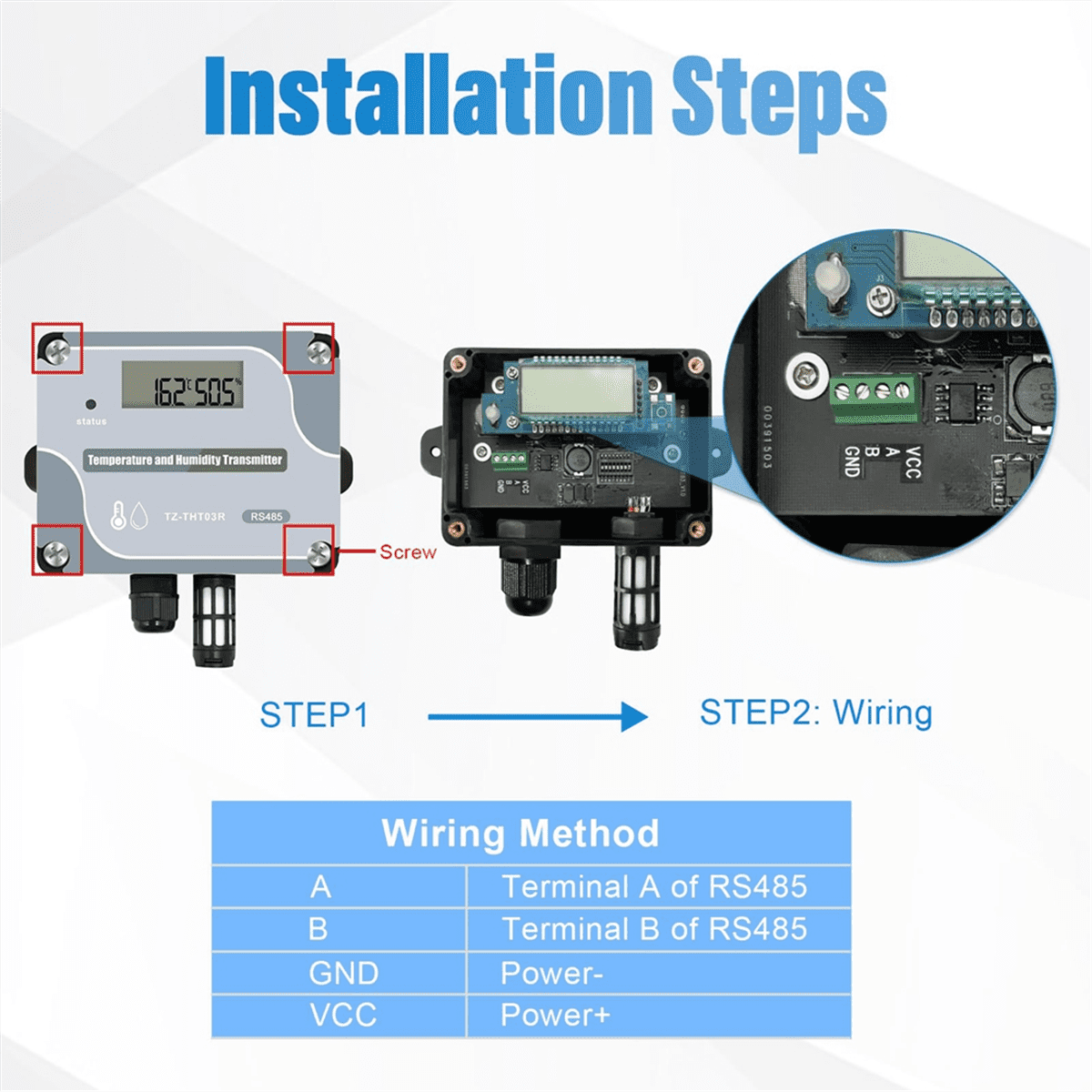 RS485 Temperature Humidity Sensor Modbus RTU Temp Sensor Digital Industrial Temp and Humidity Transmit